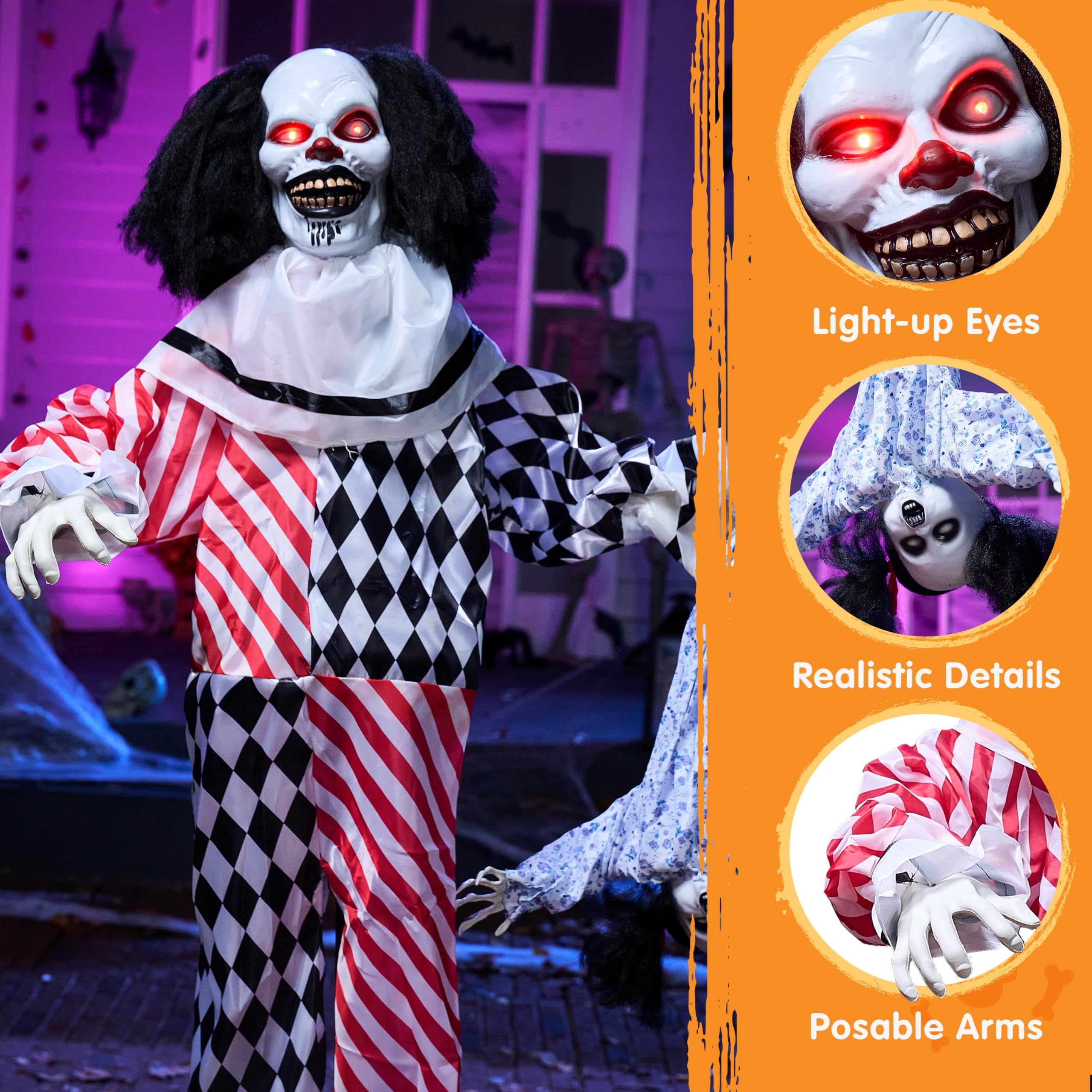 Amazon.co.jp: JOYIN 64インチ ハロウィン アニマトロニクス ピエロ